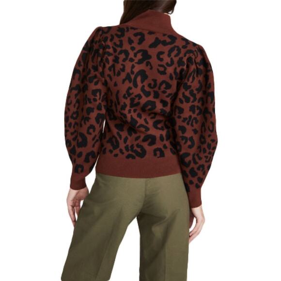 New 525 Leopard Mock Neck Pullover in Cinnamon Multi Women's Size M - Picture 2 of 12
